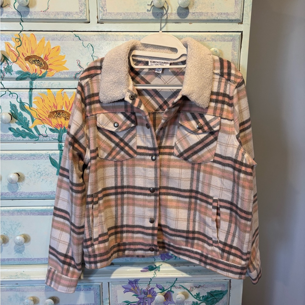 Sabrina Lauren New York Beige and Pink Plaid Jacket